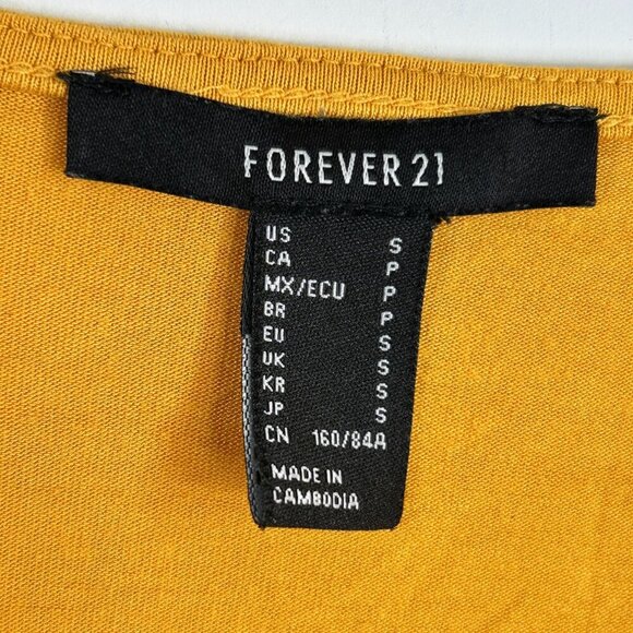 Mustard yellow womens smocked crop‎ top size small - Picture 2 of 4